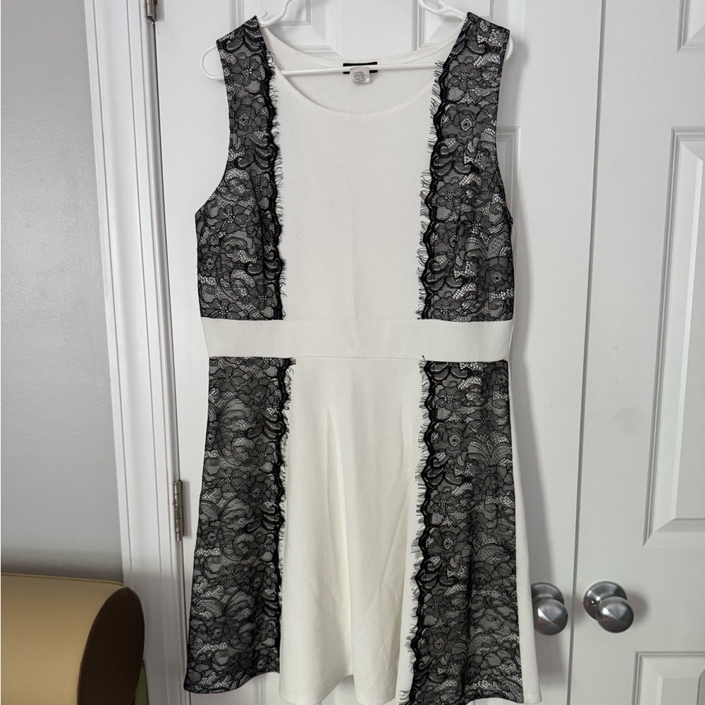 Deb Black and White Fit and Flare Cocktail Dress